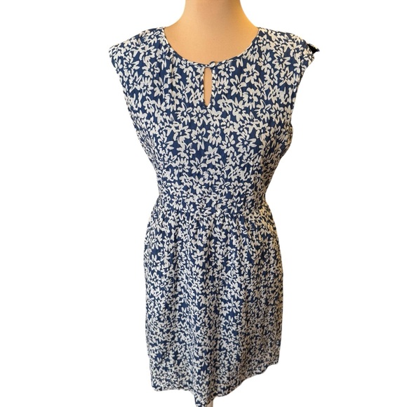 Brooks Brothers Women’s Dress Blue White Floral Size 0 Silk Cotton Blend - Picture 1 of 16